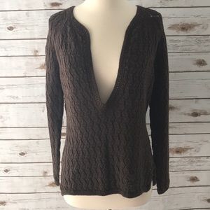 • Ann Taylor Loft Brown Crochet Sweater •